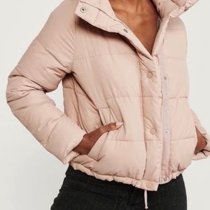 NWOT Abercrombie pink puffer jacket